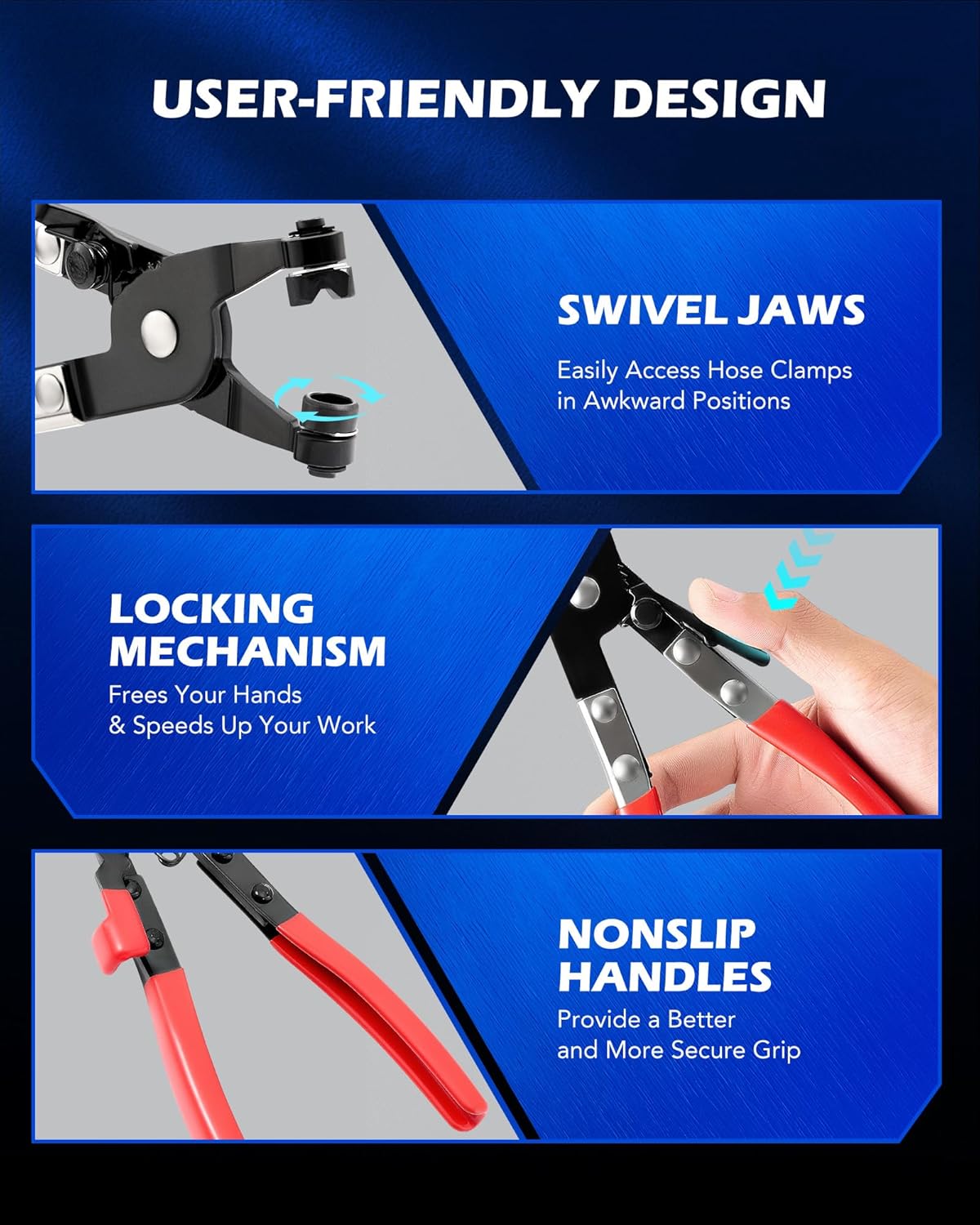 Abbasali Hose Clamp Plier Set, 9 Piece Flexible Wire Long Reach Hose Clamp Plier