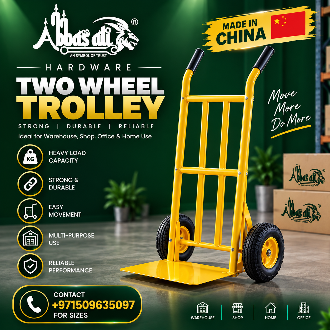 Heavy-Duty Two Wheel Hand Trolley – Yellow