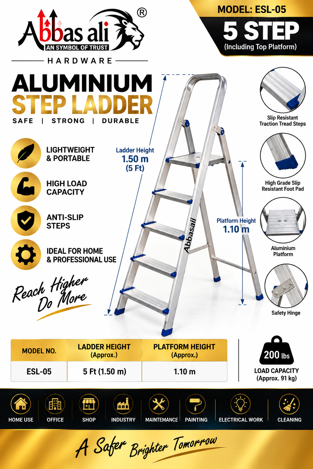 Abbasali Heavy Duty Foldable Platform Ladders