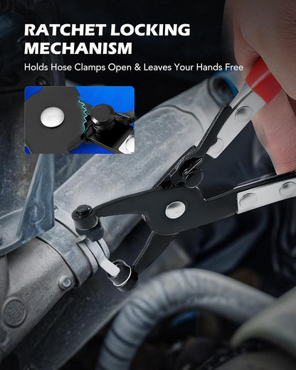 Abbasali Hose Clamp Plier Set, 9 Piece Flexible Wire Long Reach Hose Clamp Plier