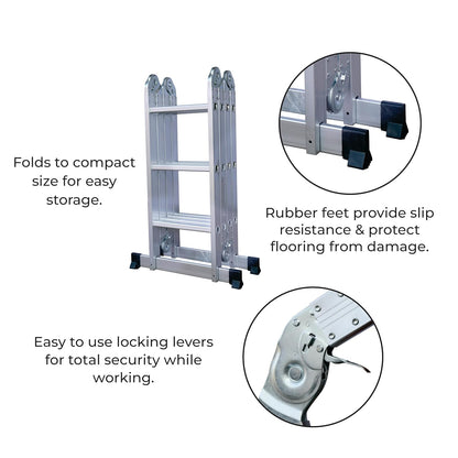 Abbasali Portable & Compact Folding Aluminium Multipurpose Ladder