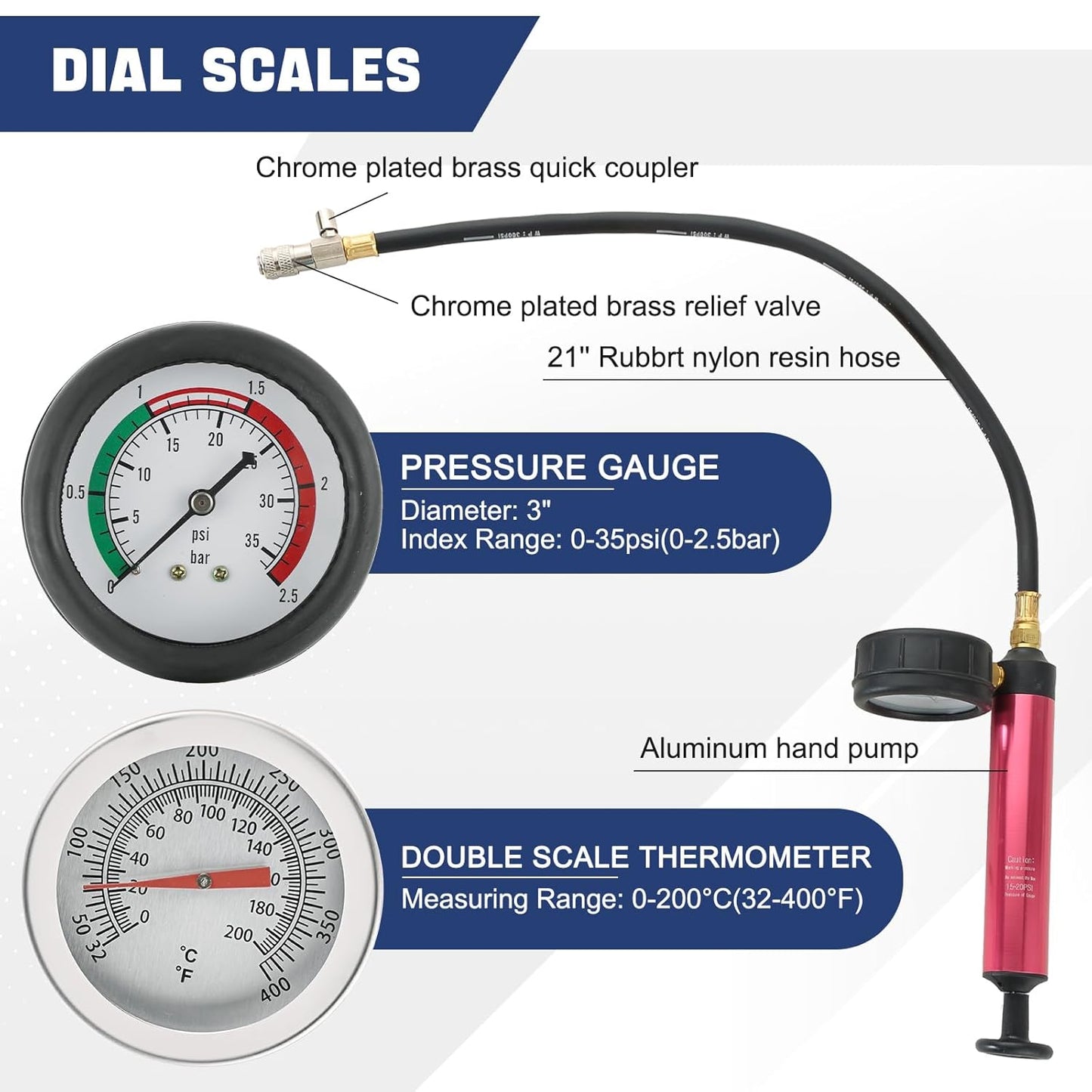 Abbasali Radiator Leakage Testing Kit 14 Piece