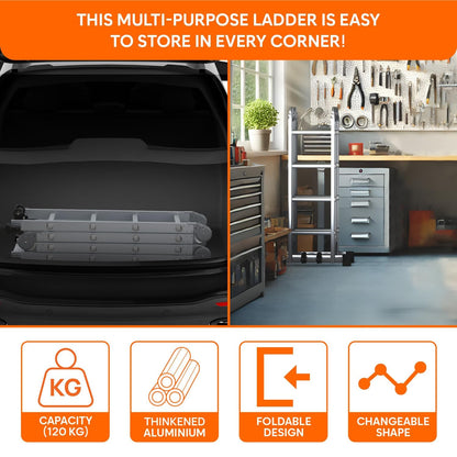 Abbasali Portable & Compact Folding Aluminium Multipurpose Ladder