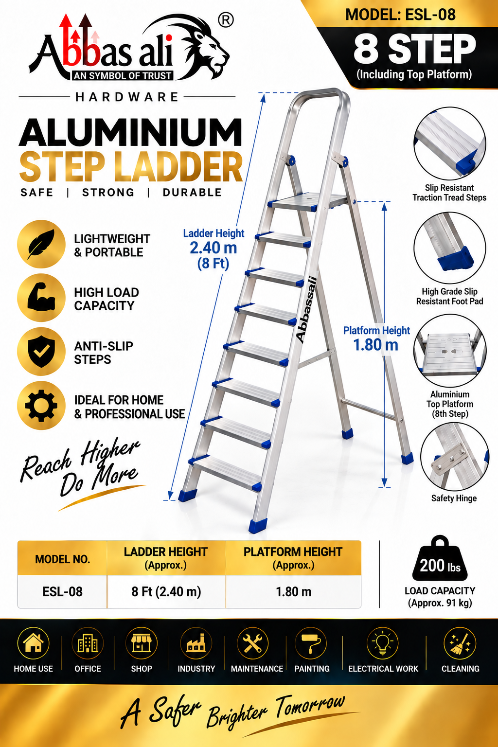 Abbasali Heavy Duty Foldable Platform Ladders