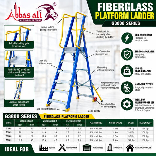 Fiberglass Platform Ladder With Safety