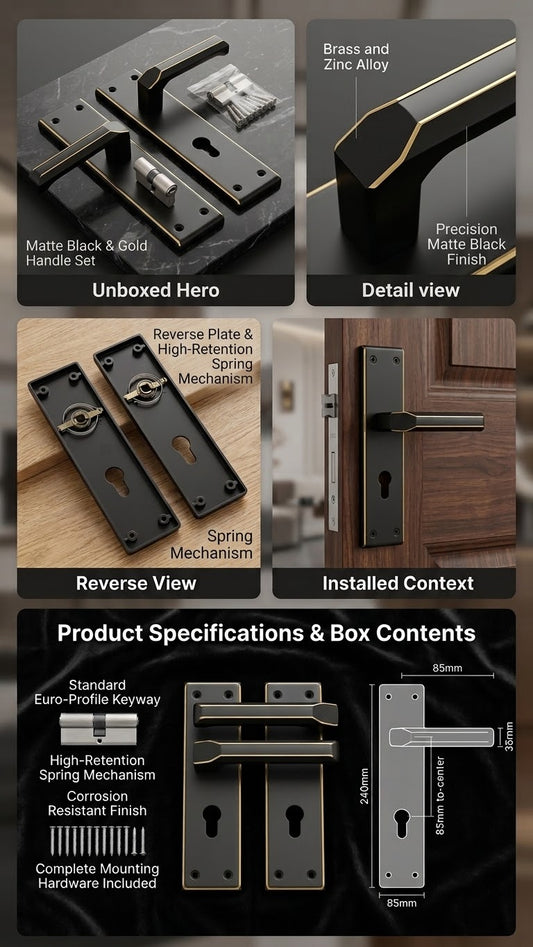 Zawania Luxury Door Handle Black For Wooden Doors