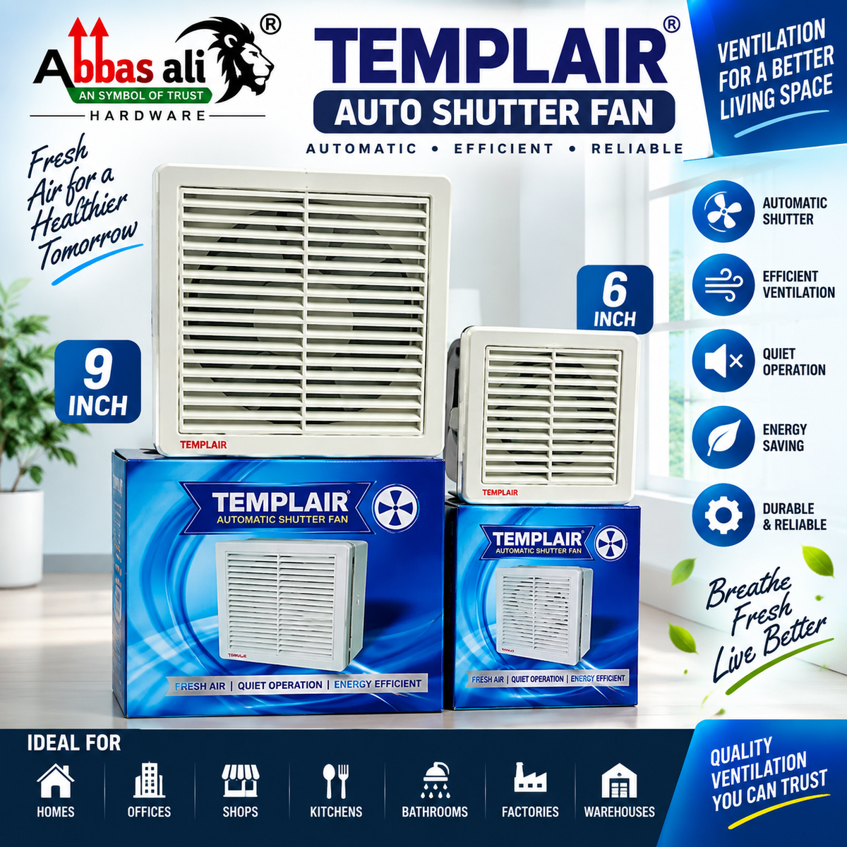 Templair Auto Shutter Exhaust Fan