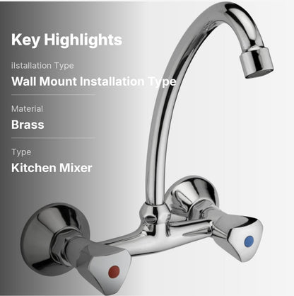 Abbasali Sink Mixer Wall Type Cold And Hot Water Faucet Tap