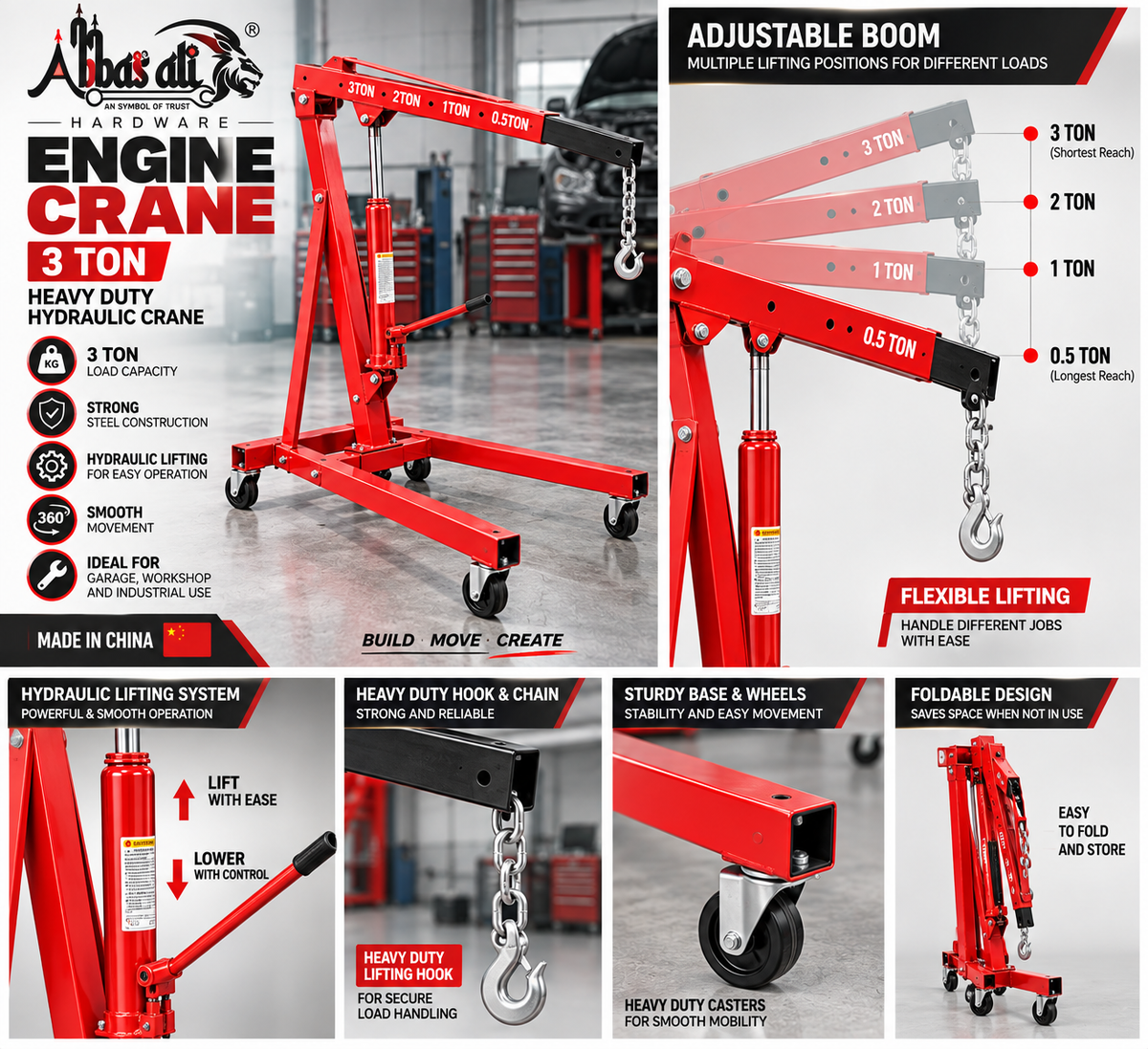 Abbasali Engine Crane 3 Ton